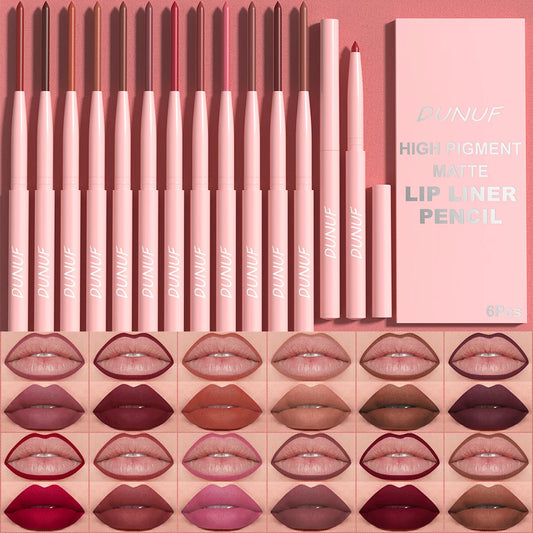 6-Piece Long-Wear Waterproof Lip Liner Pencil Set